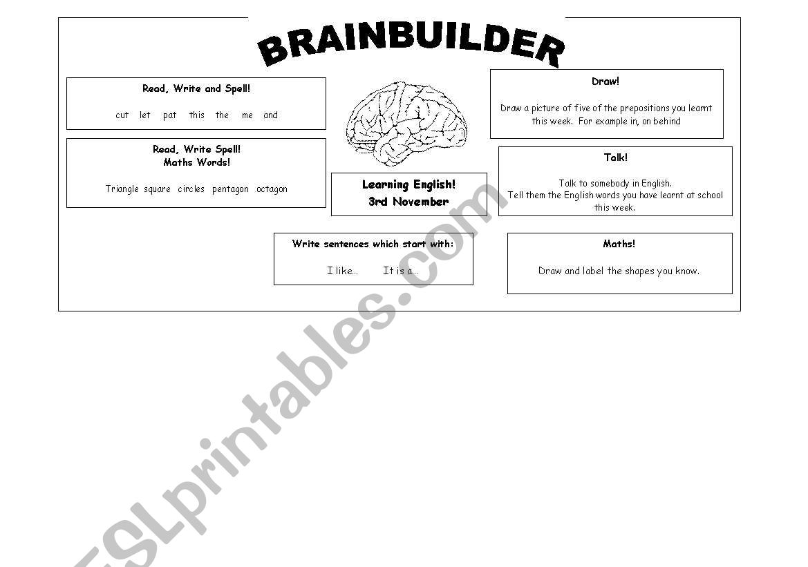 Brainbuilder worksheet