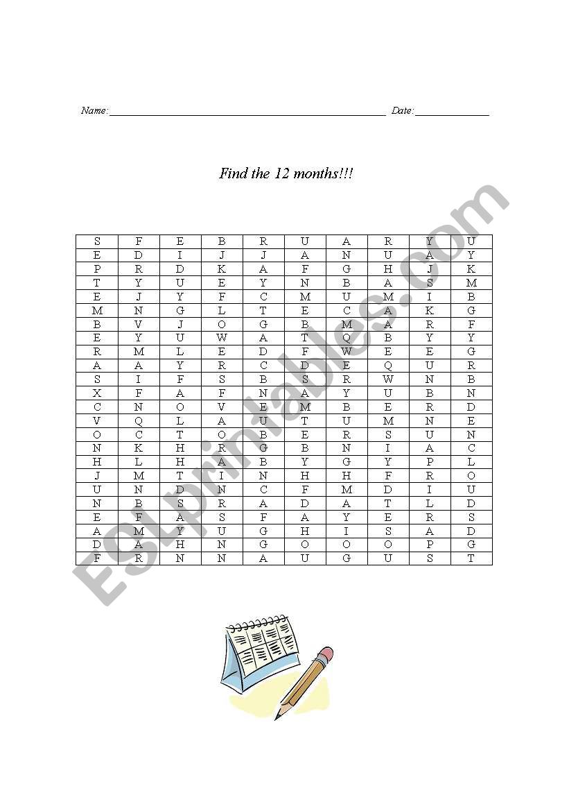 Months worksheet