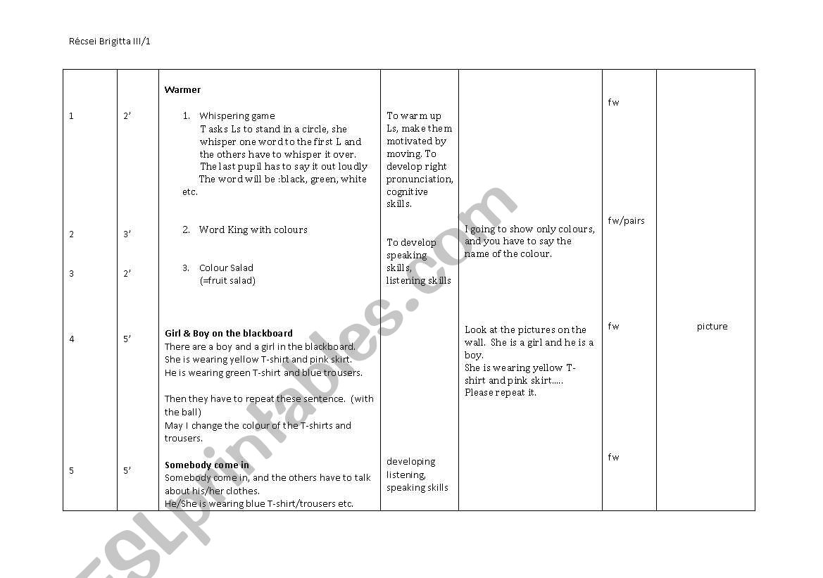 clothes worksheet