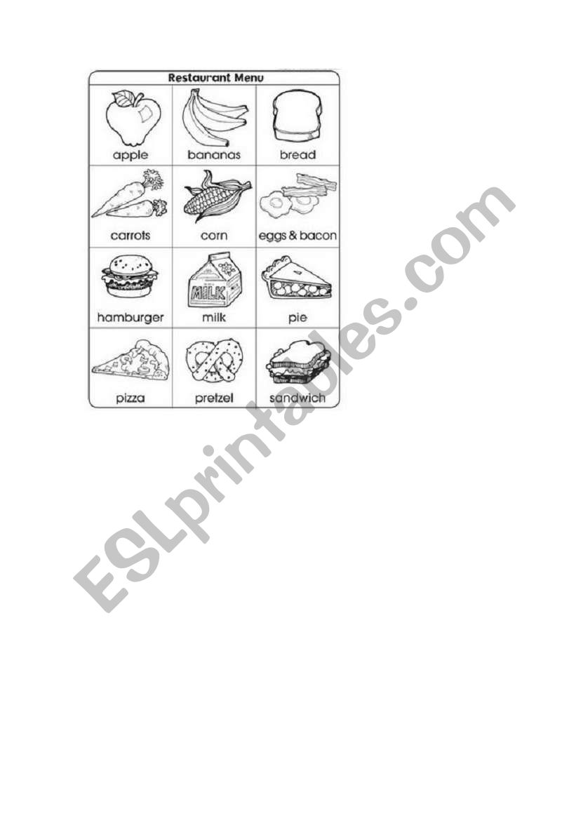 Foods worksheet