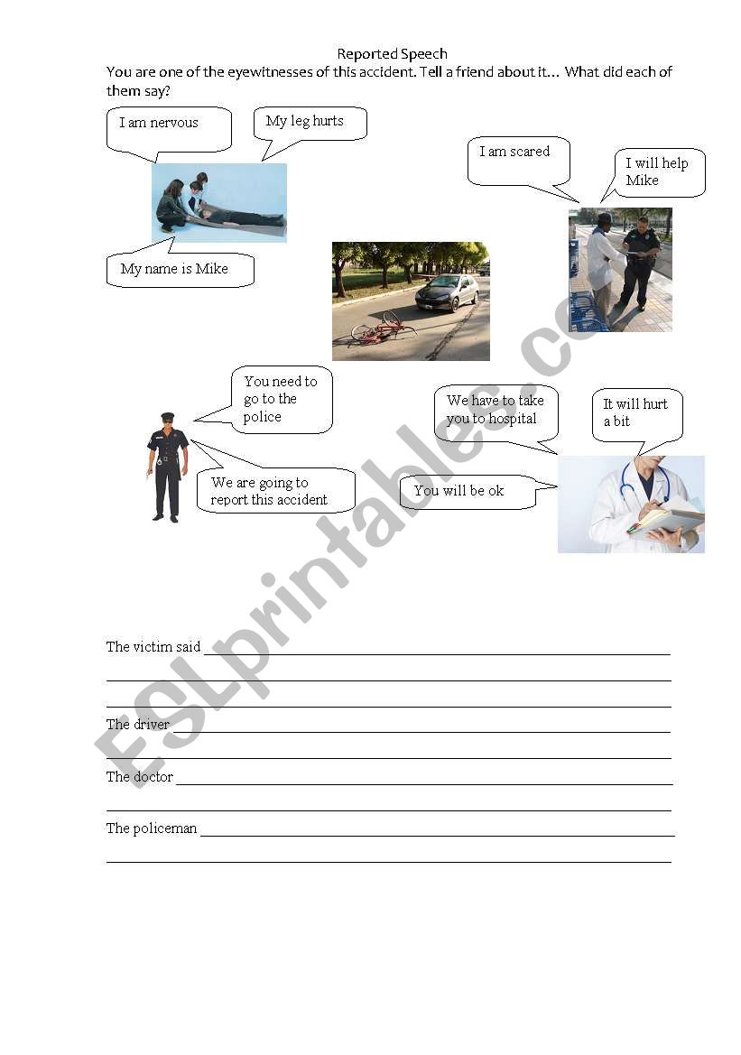 Reported speech worksheet