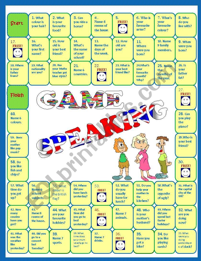 Speaking Activity Revision Board Game ESL Worksheet By Miss o