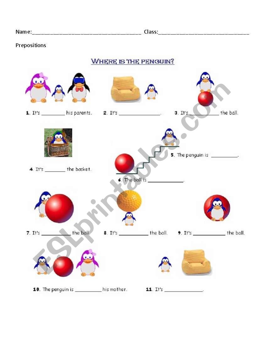 Prepositions worksheet