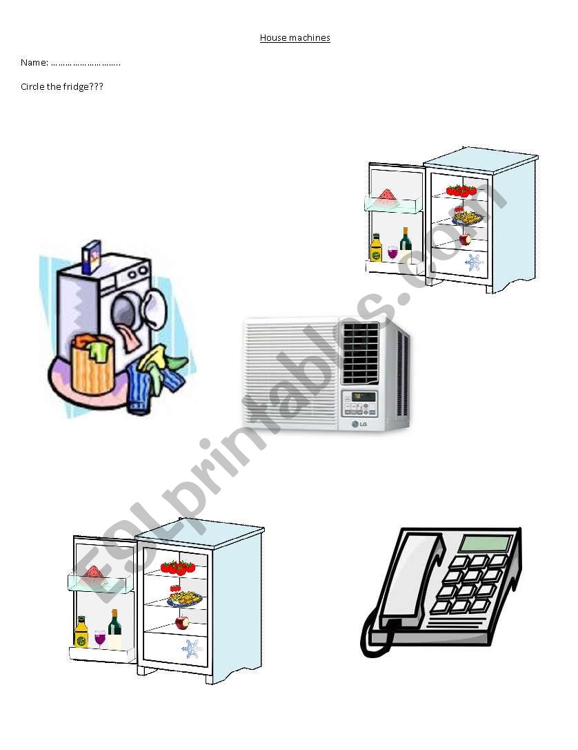 House machines worksheet