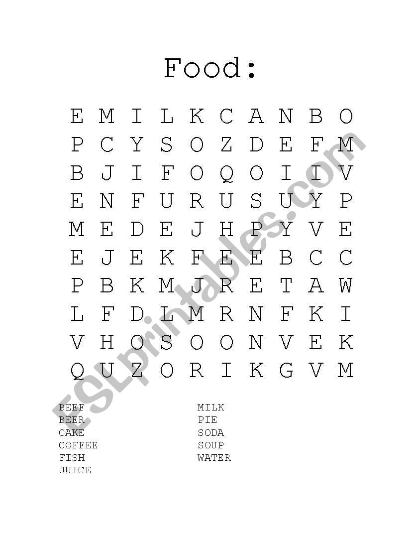 food puzzle worksheet