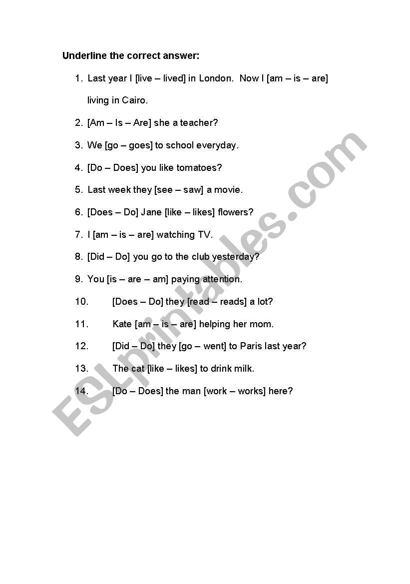 Present & Past Simple worksheet