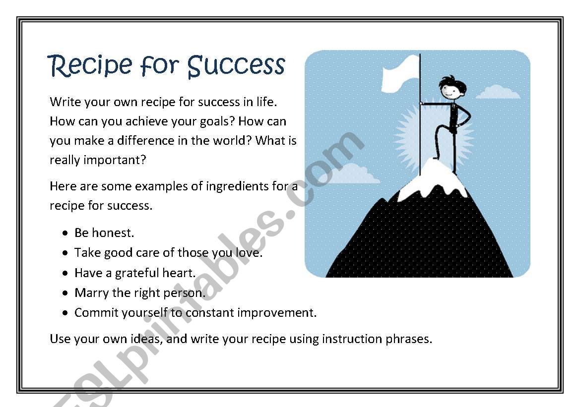 Recipe for Success worksheet