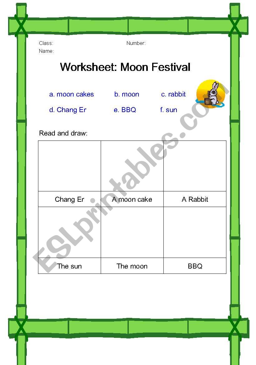 Chinese Moon Festival Worksheet