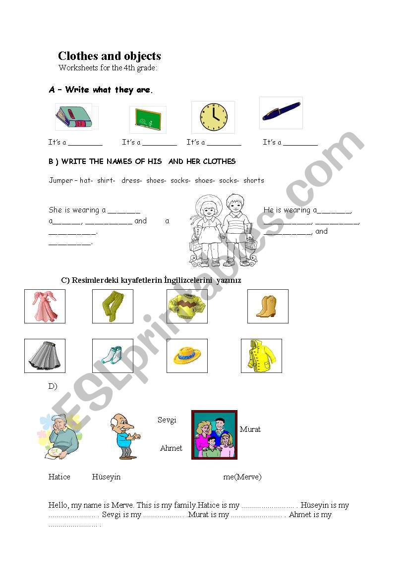 Colthes and numbers worksheet