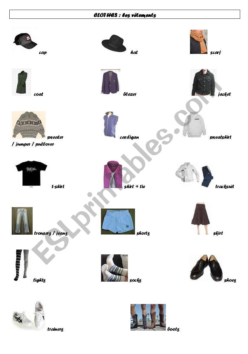 clothes worksheet