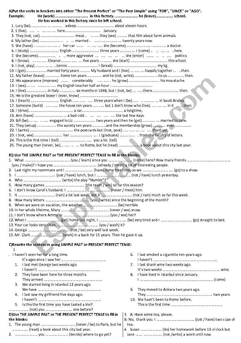 simple past or prensent perfect? - ESL worksheet by SantanaLuanna