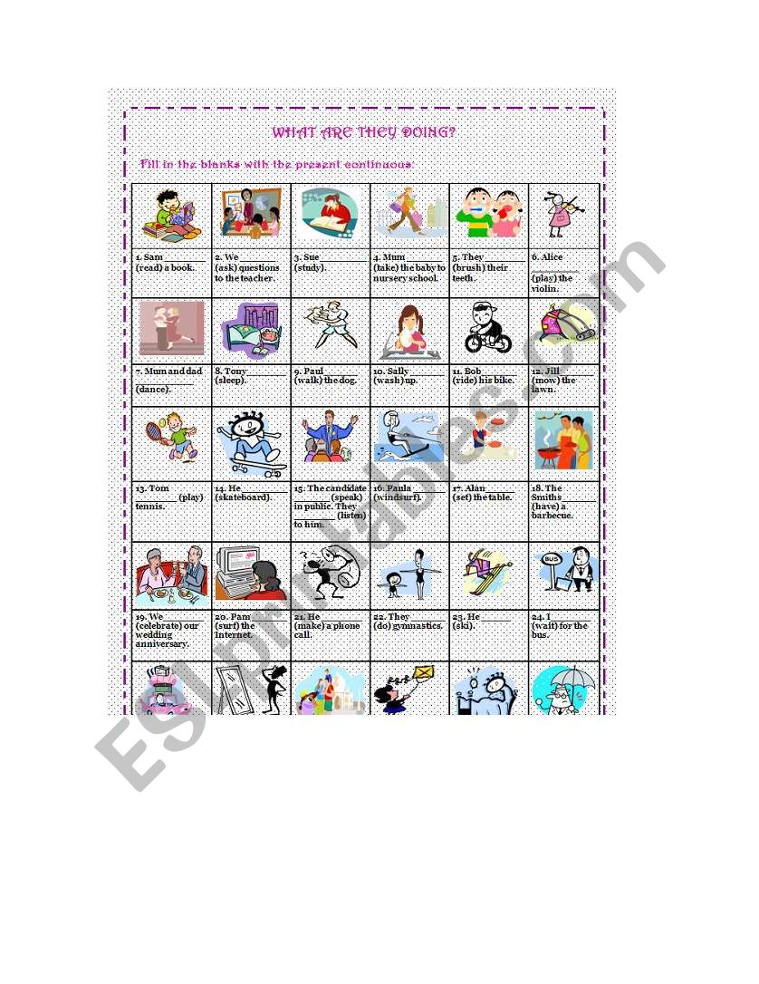 Present continuous worksheet