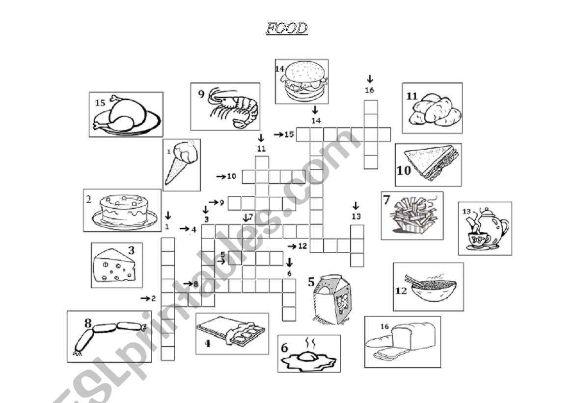 food crossword ESL worksheet by daiane lucas