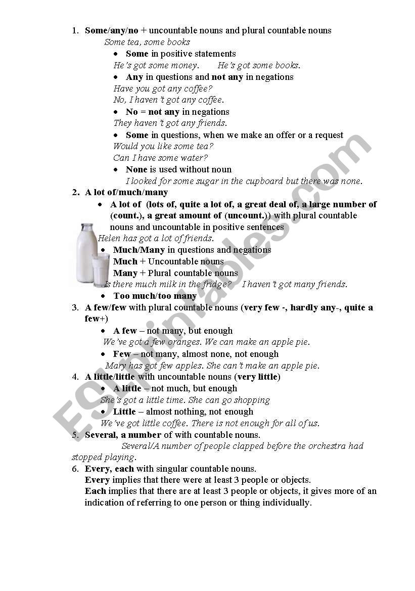 Quantifiers Rules worksheet