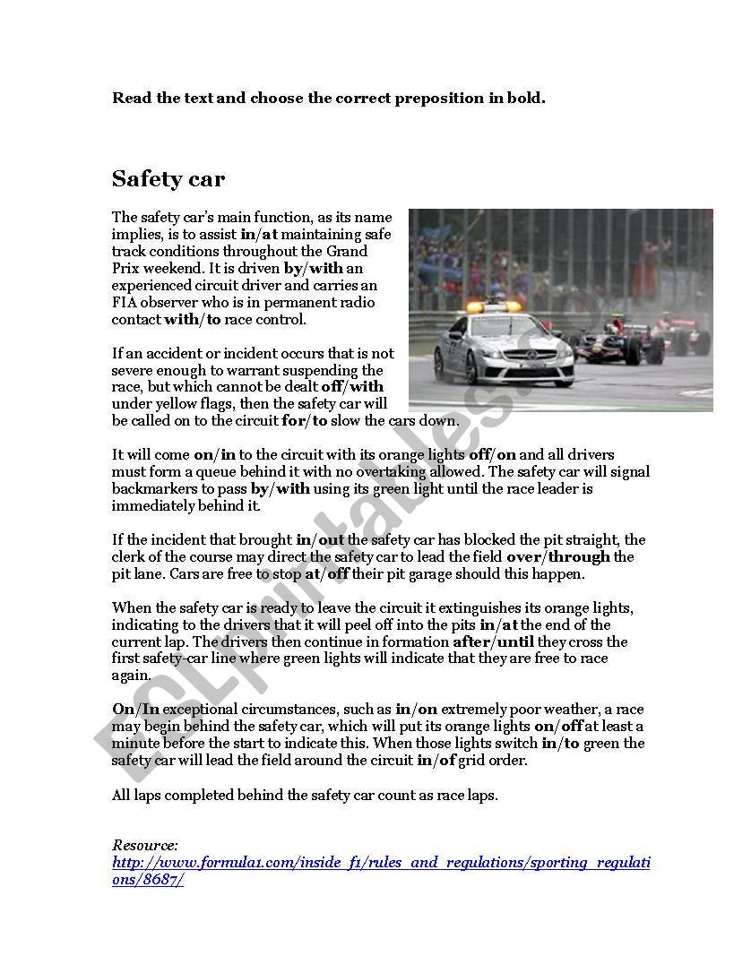 Safety Car worksheet