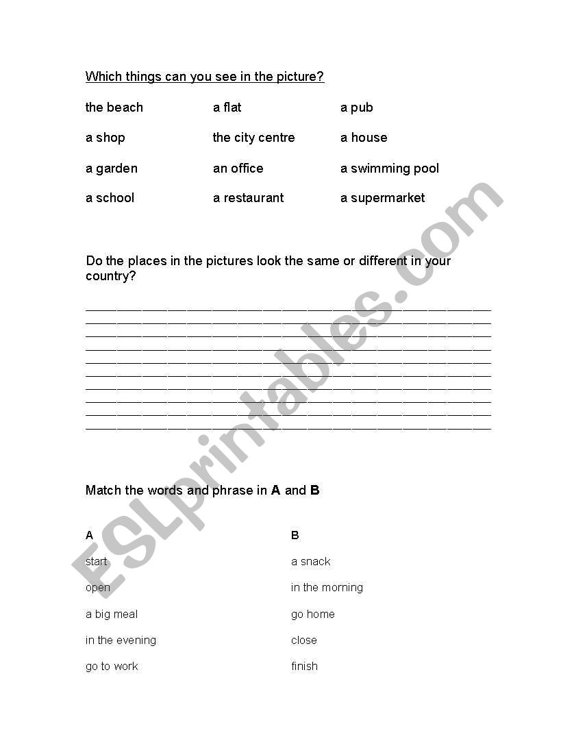 places/opposite states worksheet