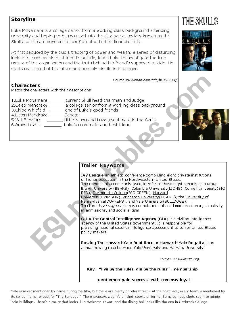 The Skulls worksheet