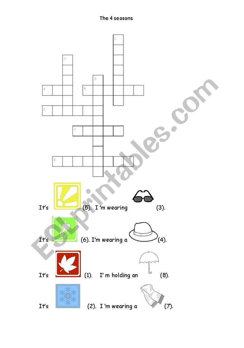 The 4 seasons crossword worksheet