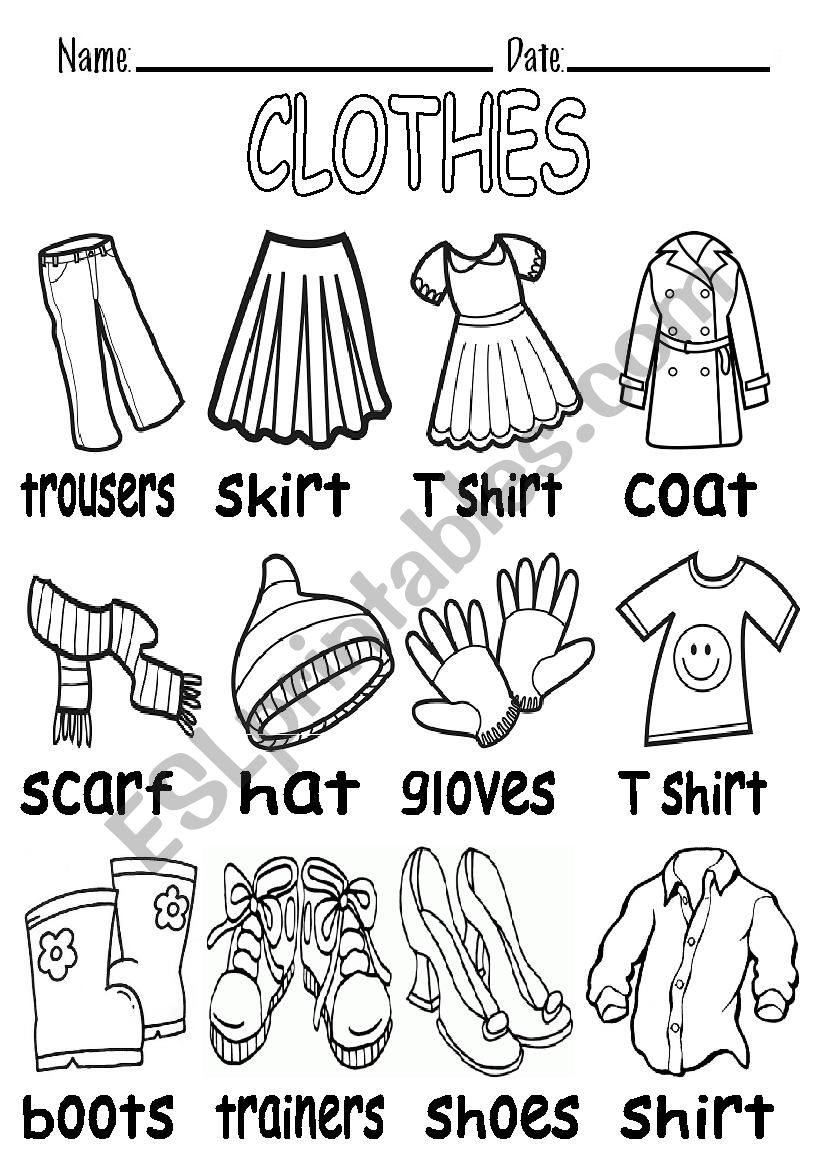 BW VOCABULARY ABOUT CLOTHES ESL worksheet by elenarobles29