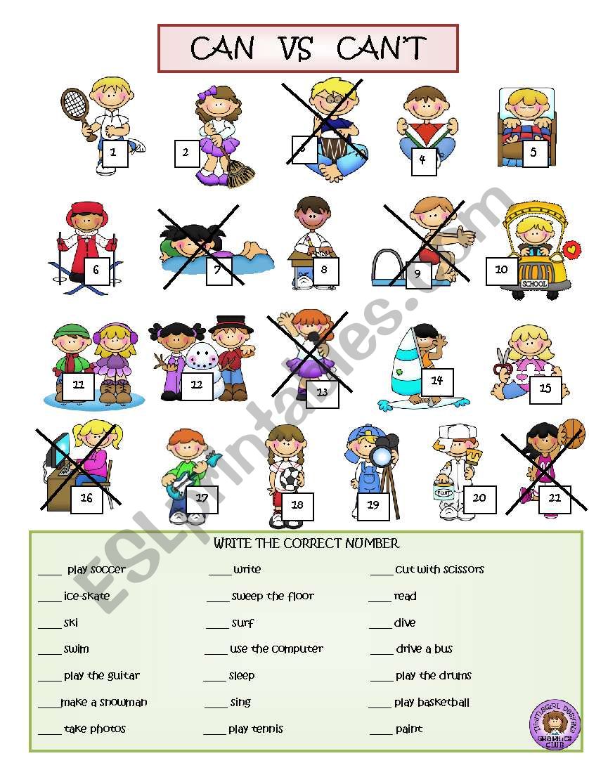 CAN VS CAN´T - ESL worksheet by Lilianamontoya13