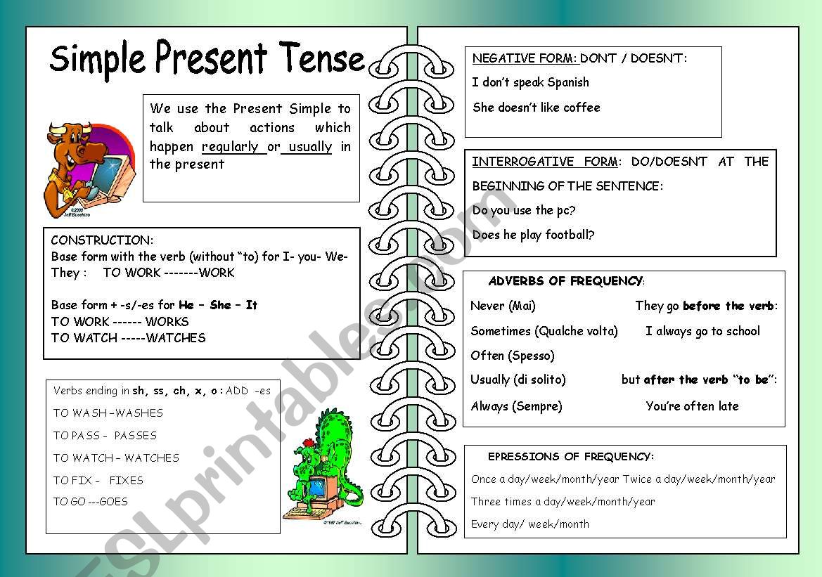 Present Simple Tense Esl Grammar Exercises Test Worksheet
