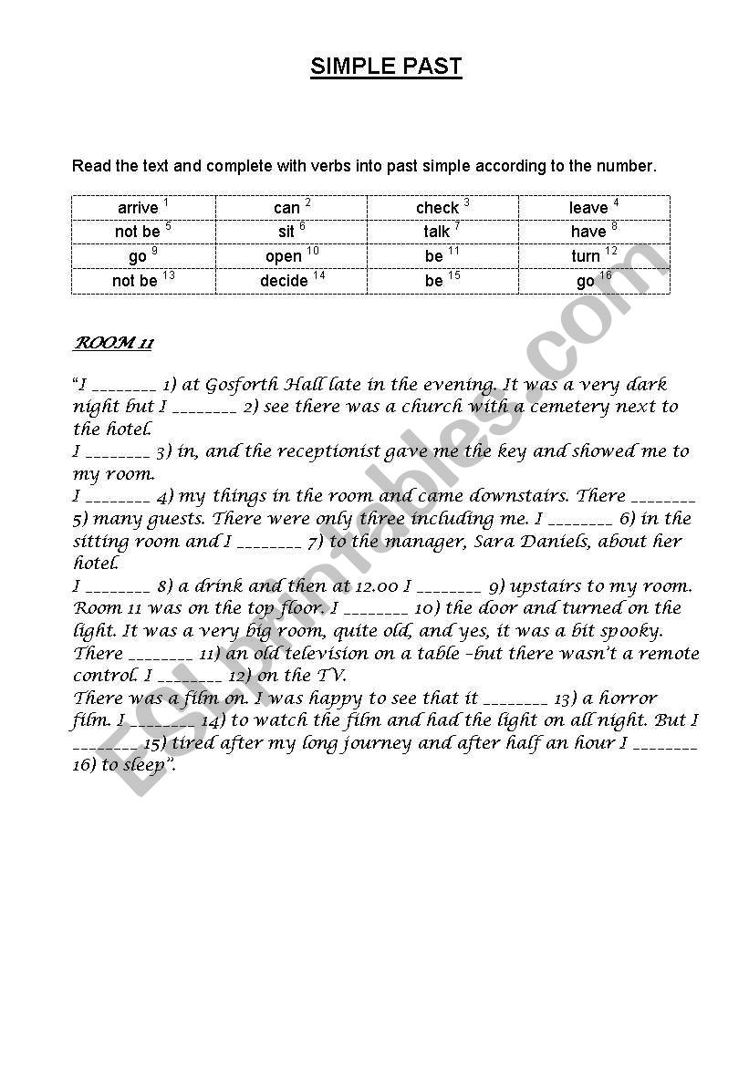 PAST SIMPLE worksheet