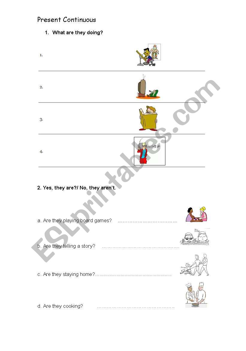 present continuous worksheet