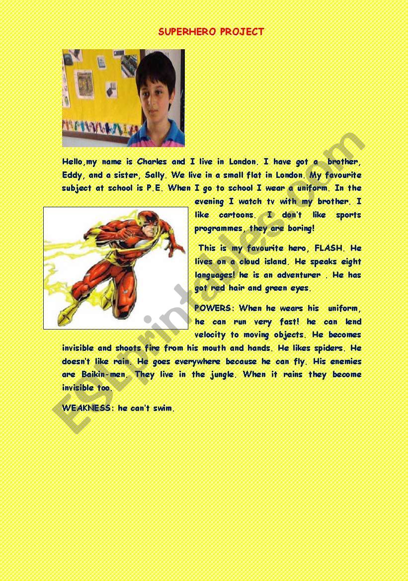Superhero worksheet