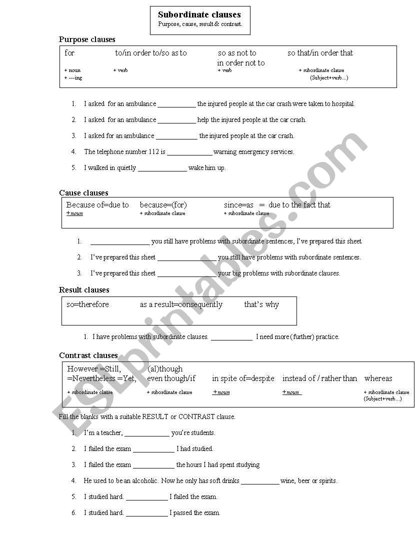 Subordinate Clauses & Connectors