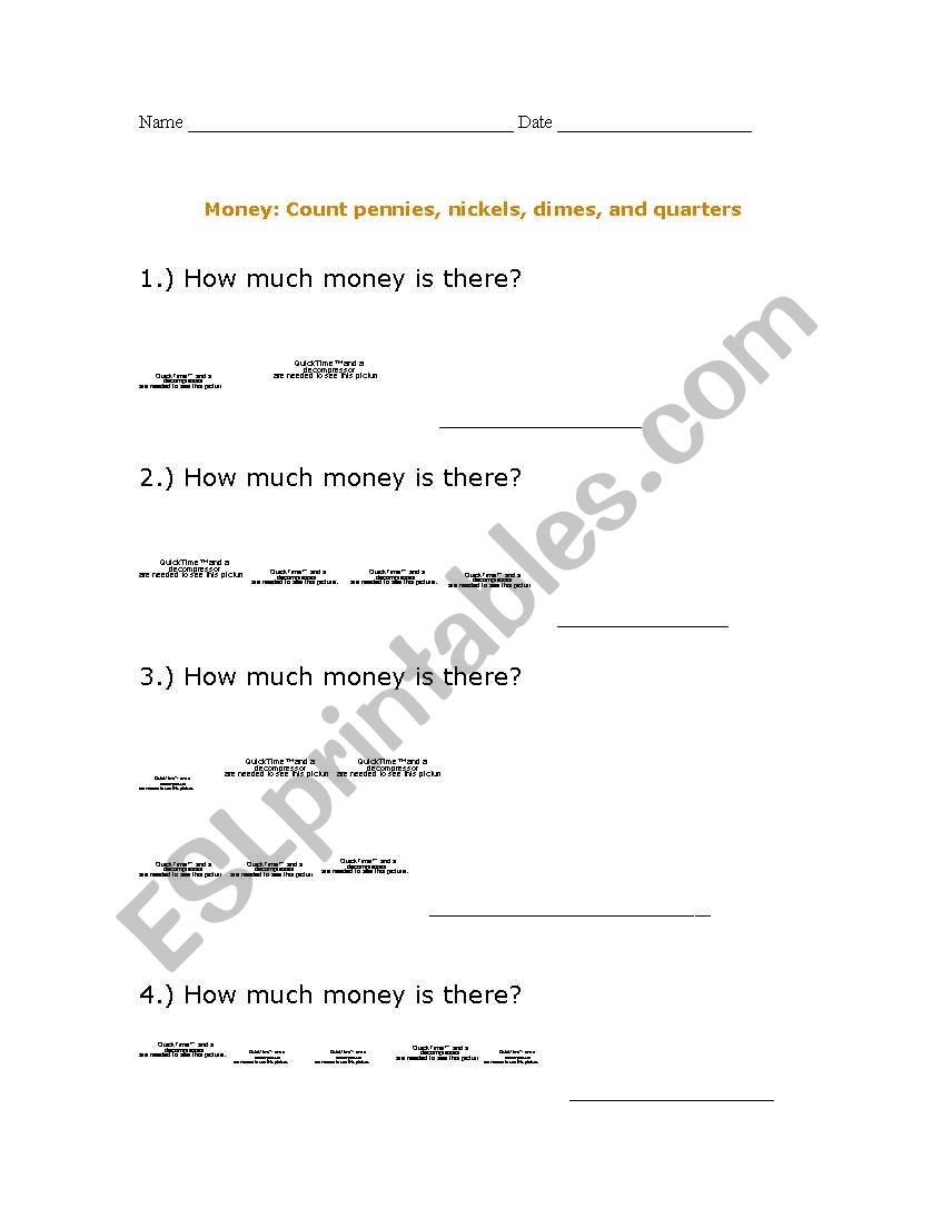 Money: Counting Change worksheet