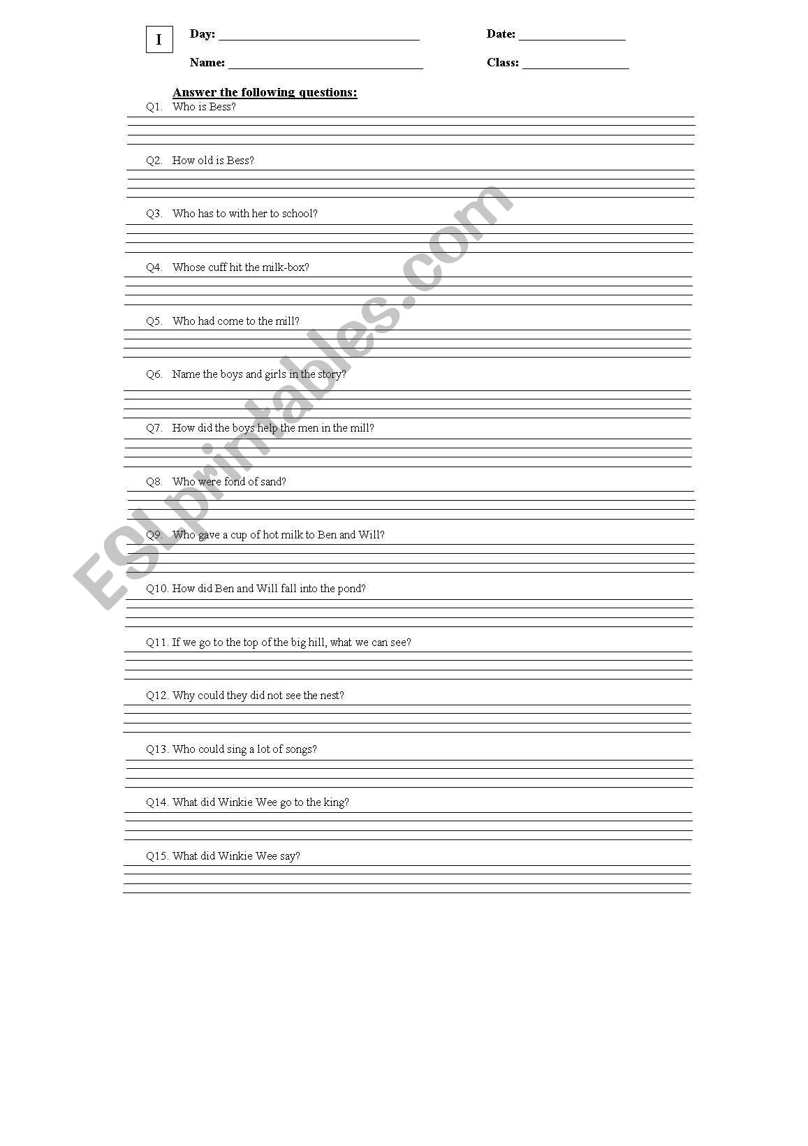 English Literature worksheet