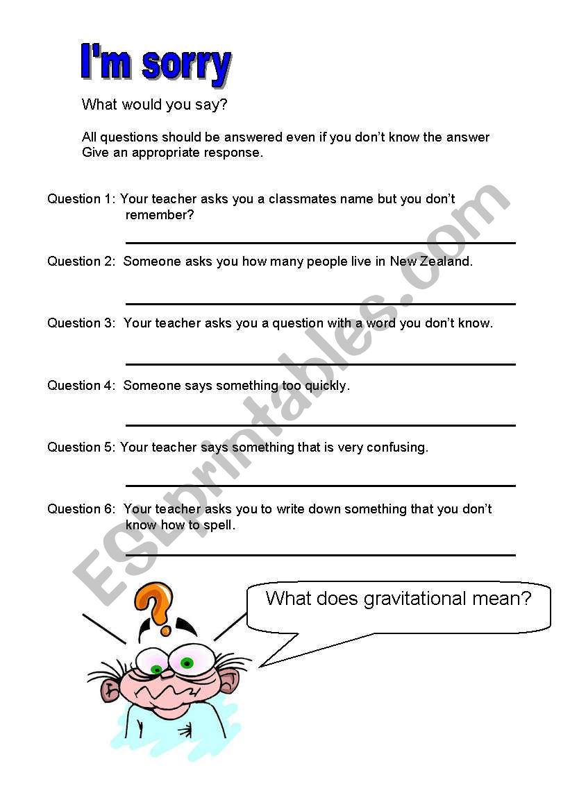 situational english worksheet