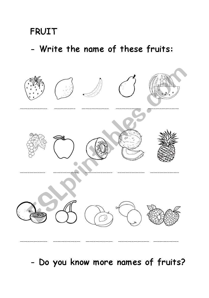 Fruit worksheet