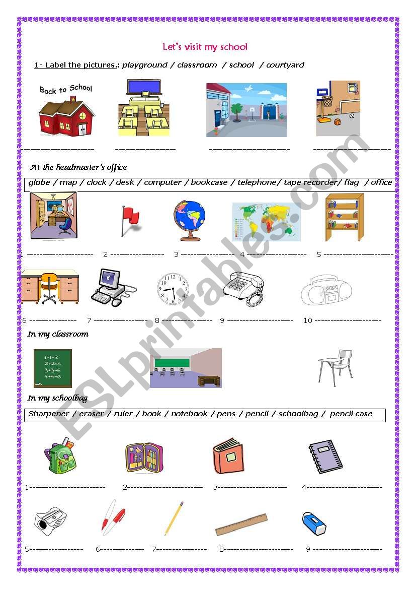 Let´s visit my school - ESL worksheet by houba