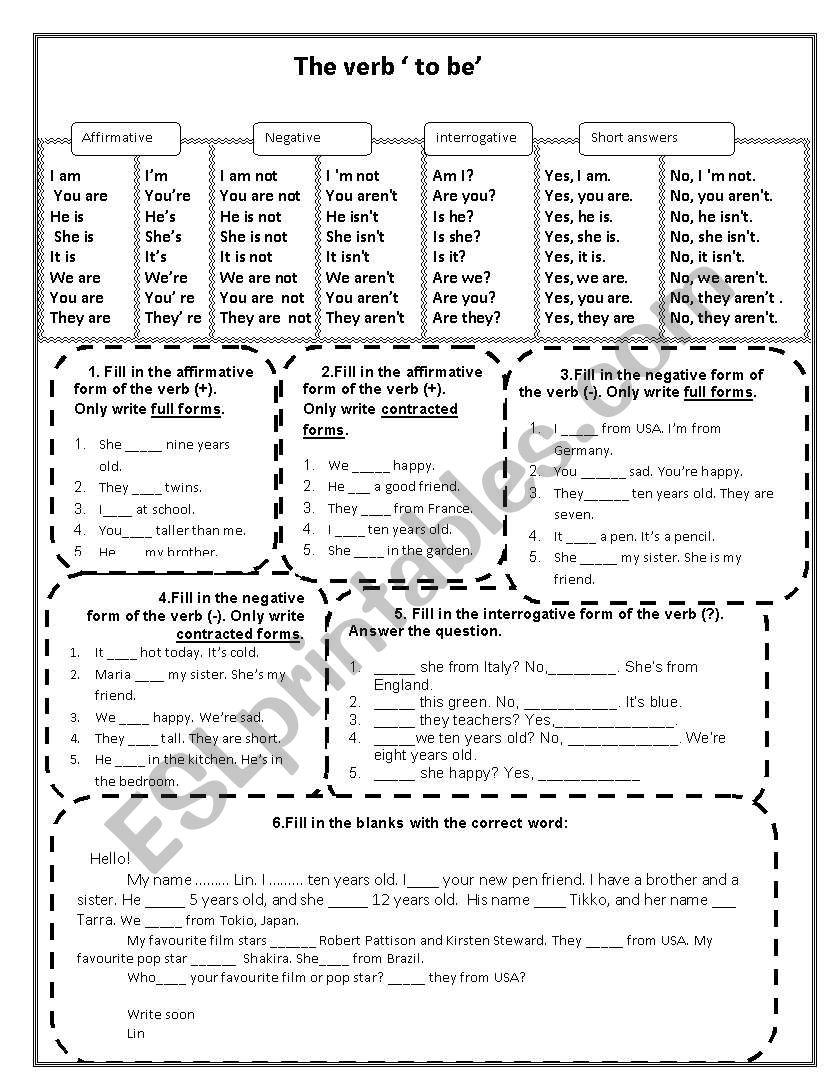 the verb ´to be´ - ESL worksheet by Natalija Spasovska