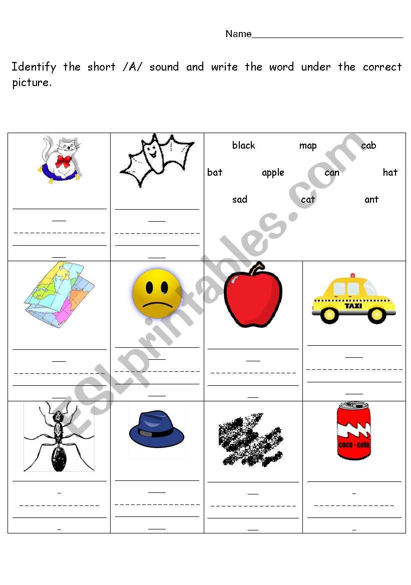 Short A Phonic Worksheet worksheet