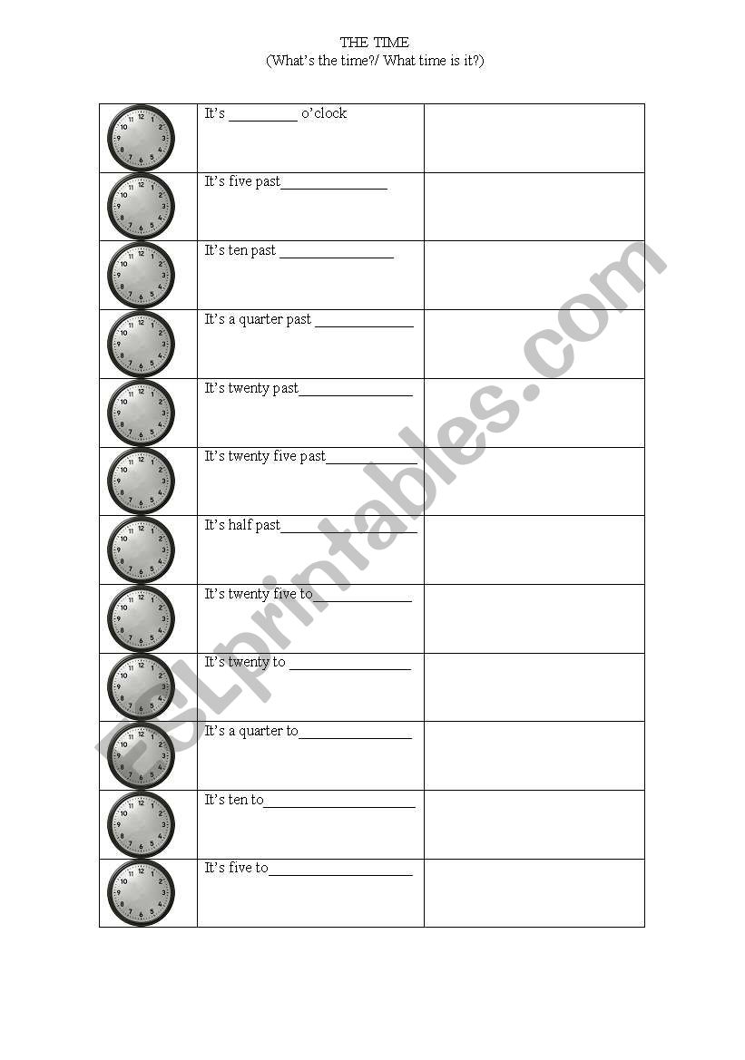 The time worksheet