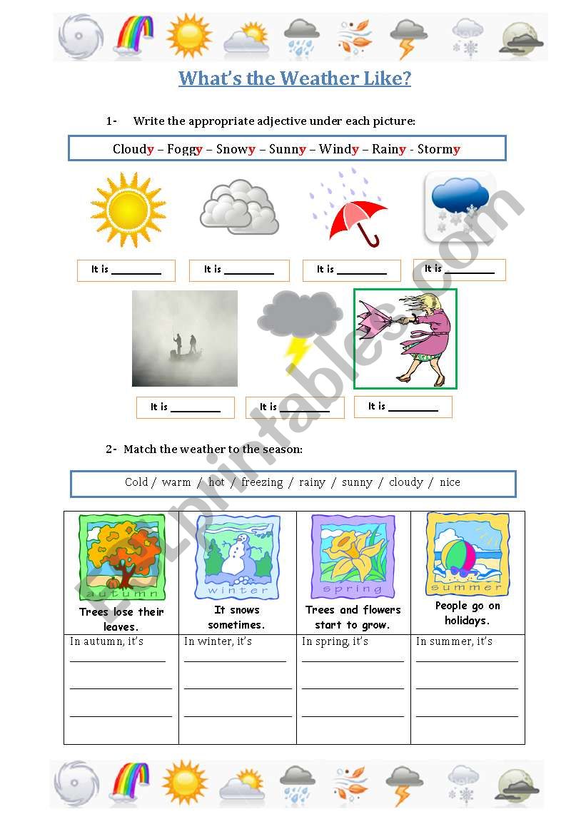 What´s the weather like - ESL worksheet by saksaksix