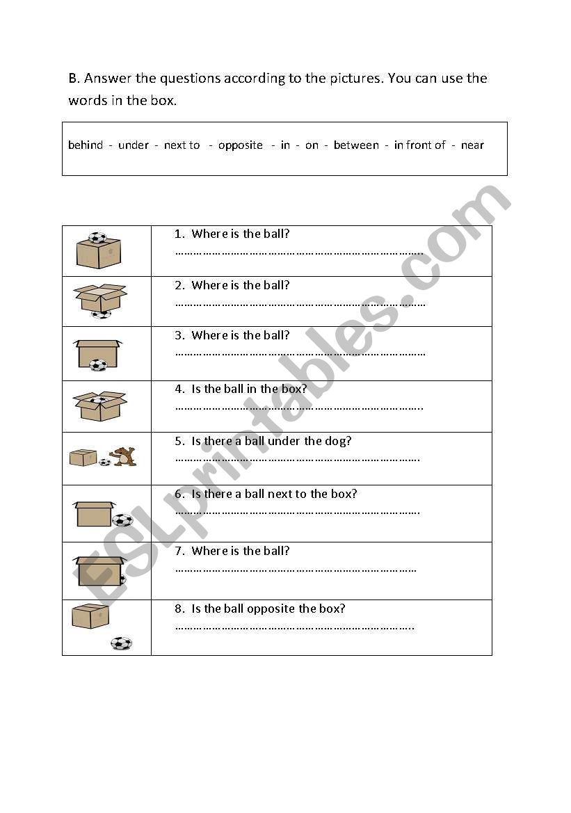 prepositions worksheet