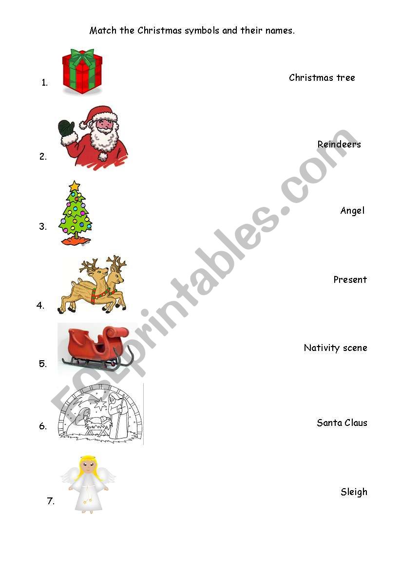 Christmas symbols worksheet