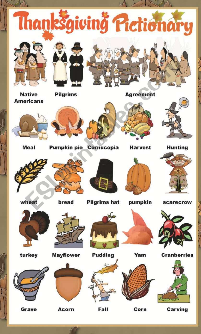 Printable Thanksgiving Pictionary