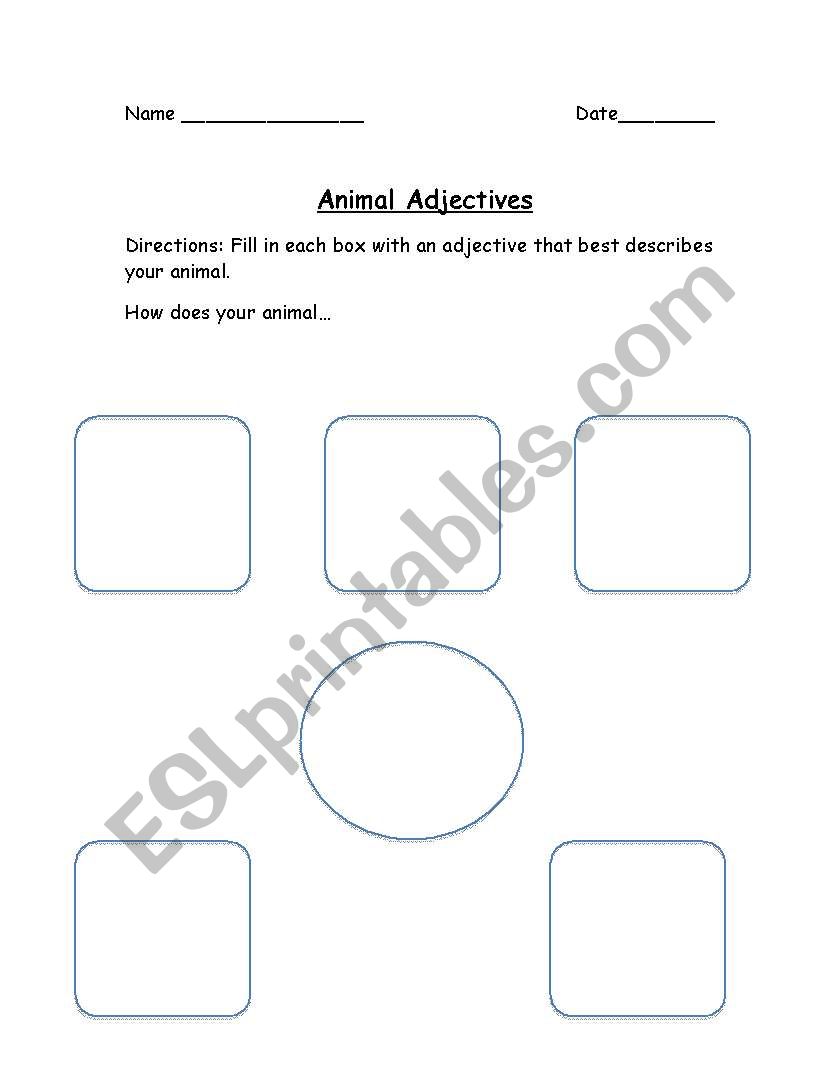 descriptive words graphic organizer for animals