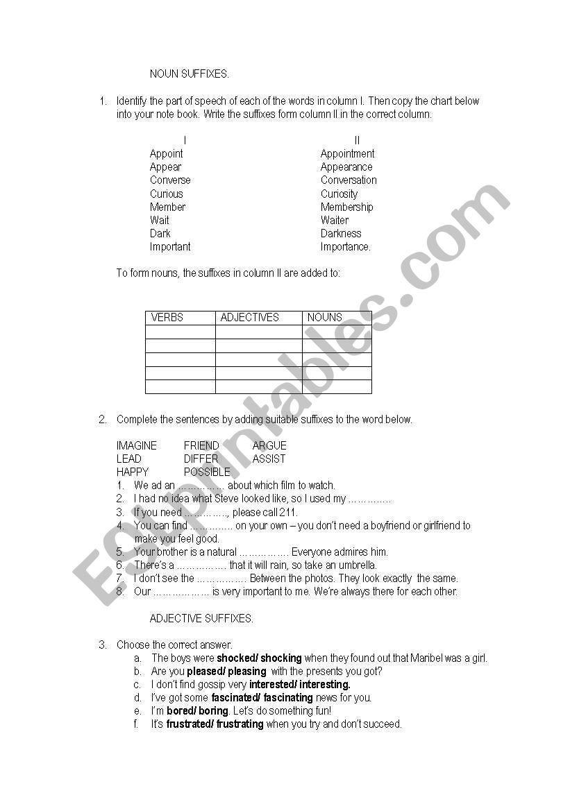 WORD FORMATION worksheet