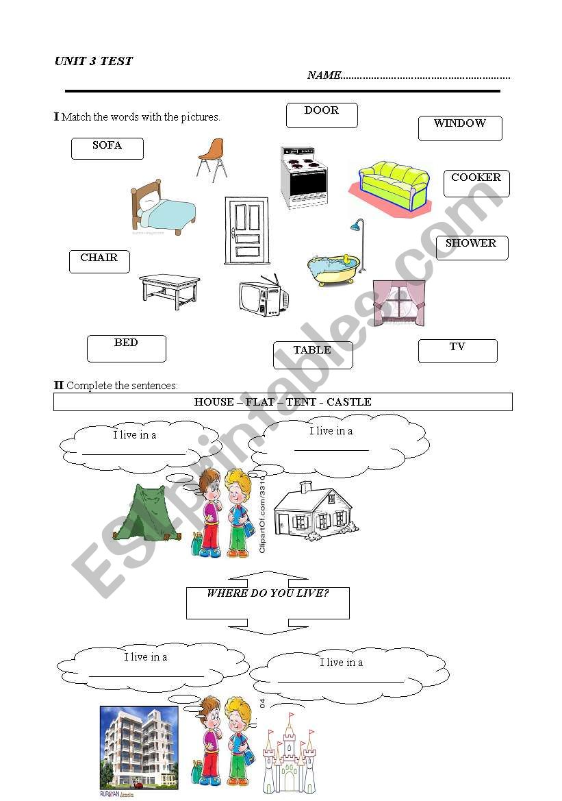 House and living worksheet