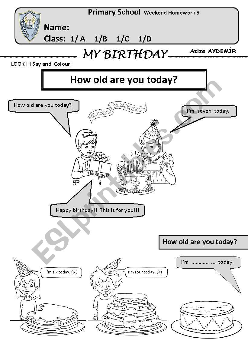 my birthday - ESL worksheet by azizeayd