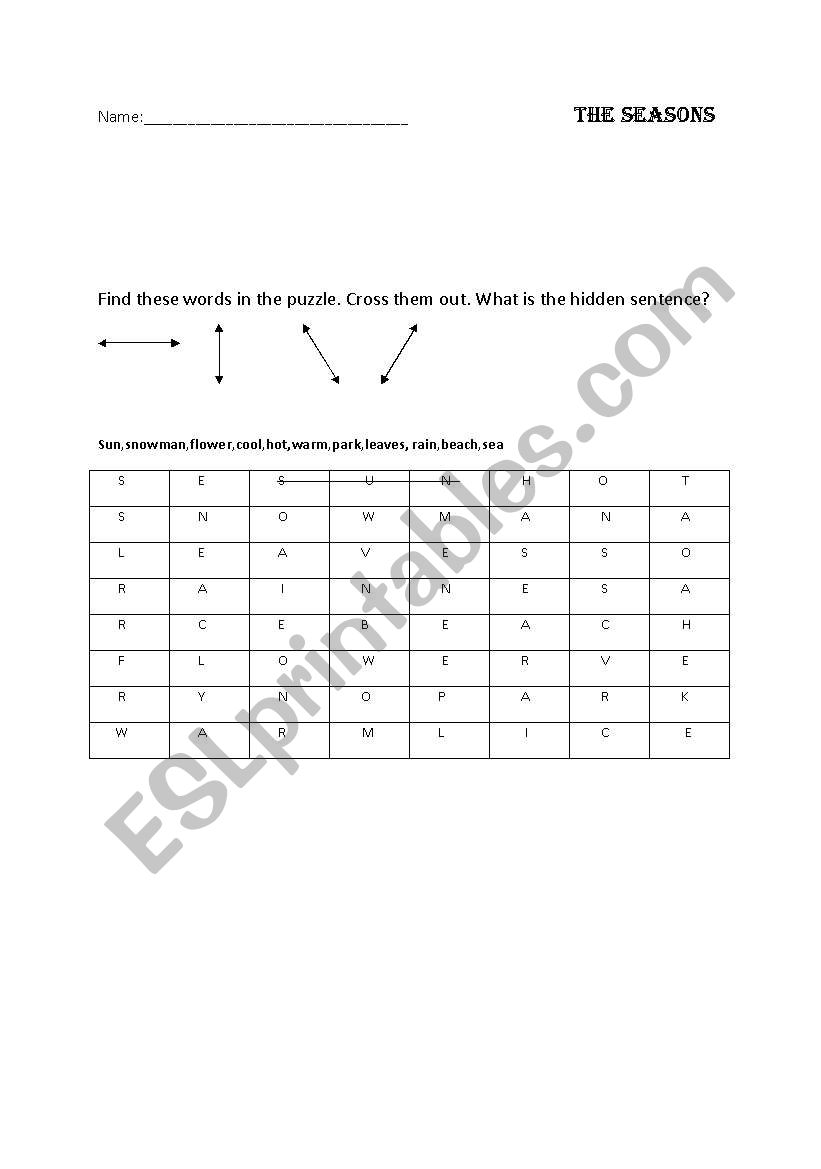 seasons worksheet