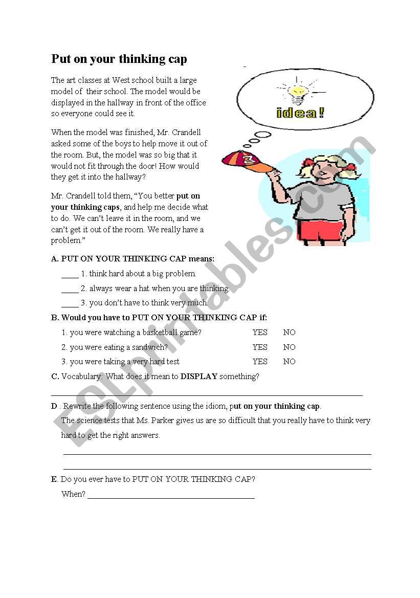 Idioms worksheet worksheet