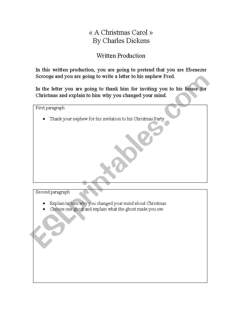 A Christmas Carol worksheet