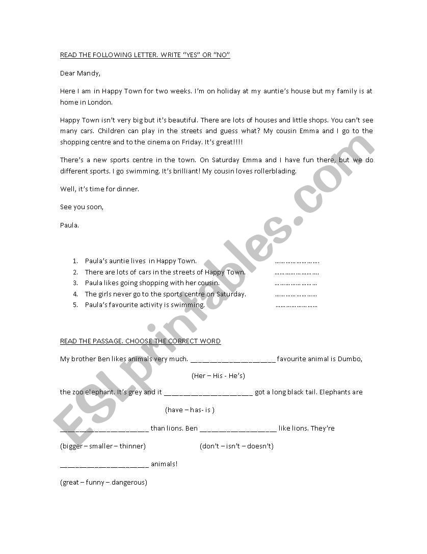 present simple reading worksheet