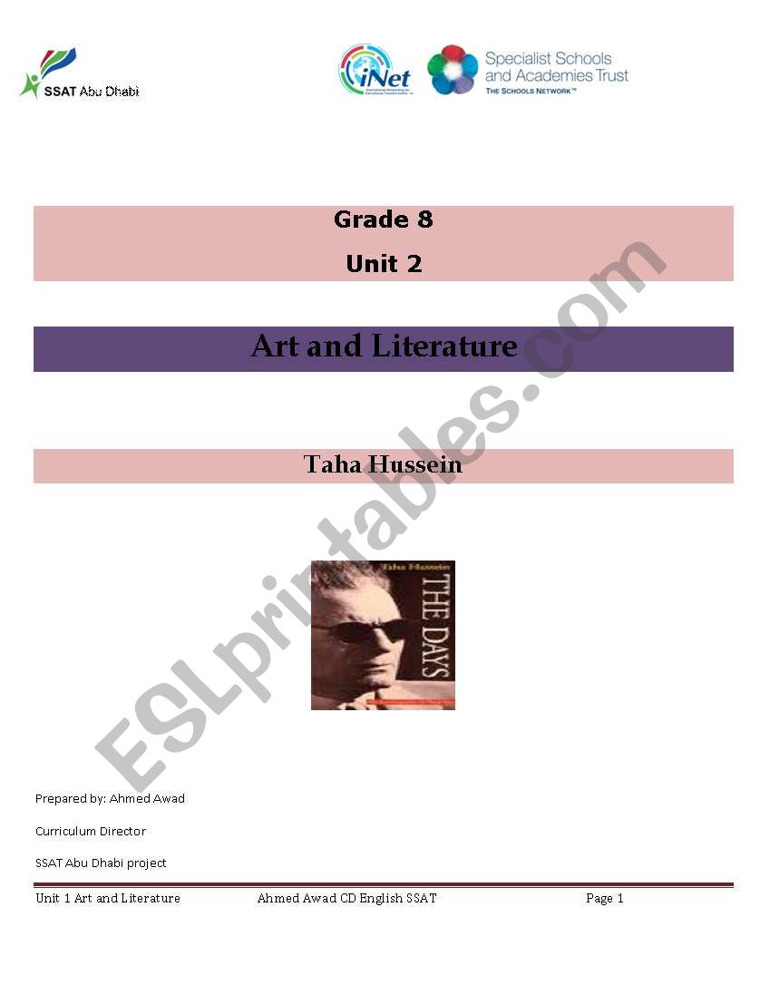 art and literature texts worksheet